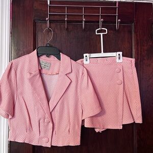 Rainbow Pink Button Down Shirt and Skirt Set